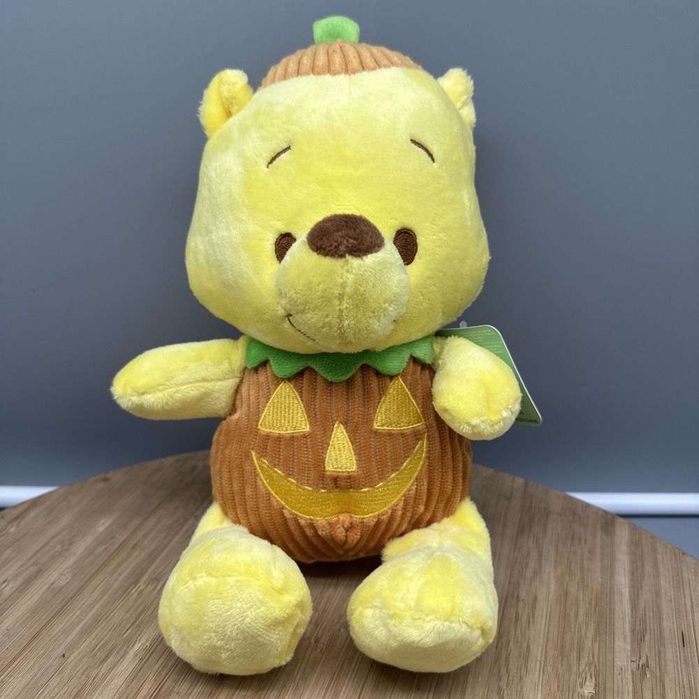 Disney Store Baby Winnie the Pooh Pumpkin Plush Halloween Bear 10" Stuffed NWT 2